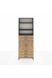 Arges Dolap 4 Raflı 5 Çekmeceli 2 Kapaklı 88x30x243 Antrasit-Çam