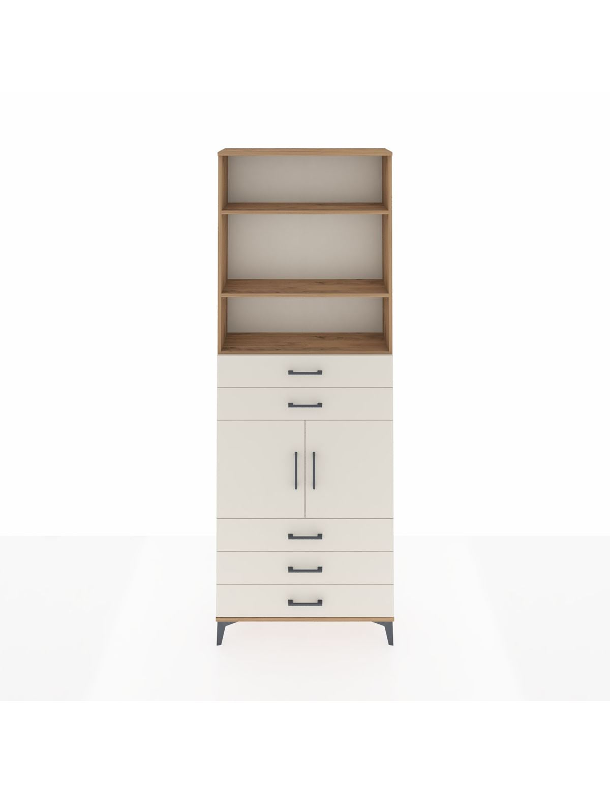 Arges Dolap 4 Raflı 5 Çekmeceli 2 Kapaklı 88x30x243 Çam-Aytaşı