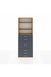Arges Dolap 4 Raflı 5 Çekmeceli 2 Kapaklı 88x30x243 Çam-Antrasit