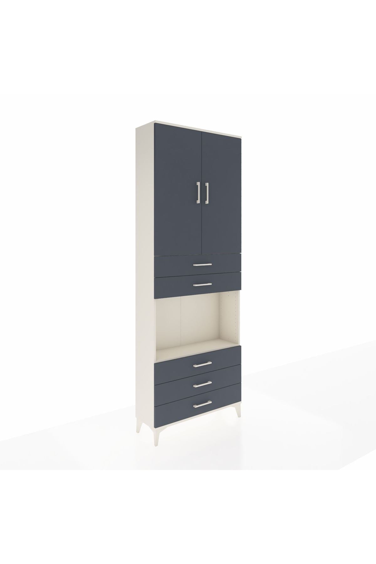 Arges Dolap 4 Raflı 5 Çekmeceli 2 Kapaklı 88x30x243 Aytaşı-Antrasit