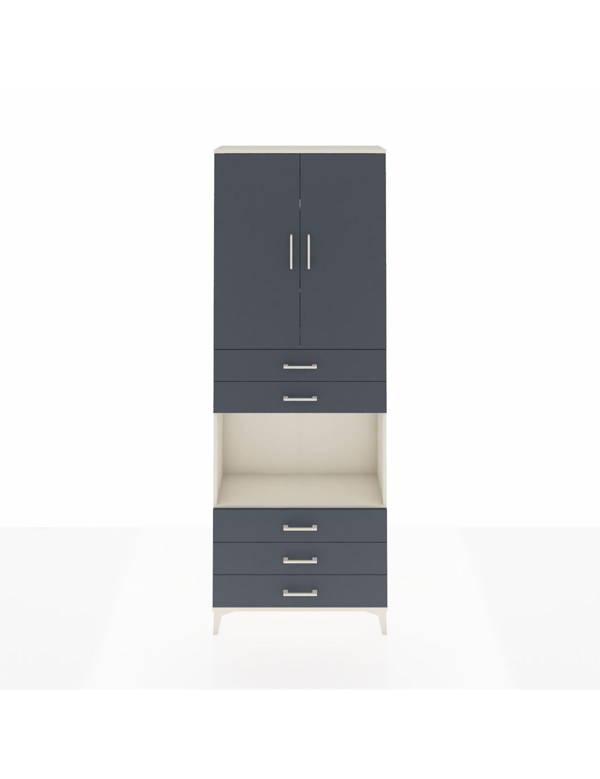 Arges Dolap 4 Raflı 5 Çekmeceli 2 Kapaklı 88x30x243 Aytaşı-Antrasit