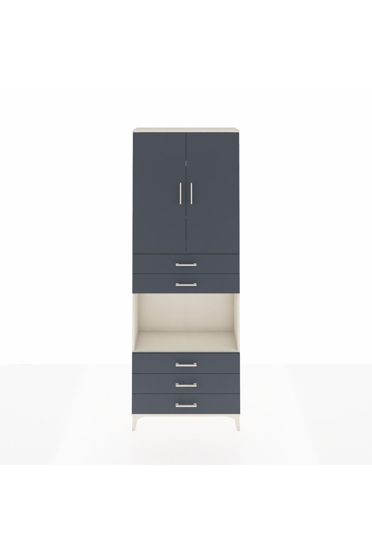 Arges Dolap 4 Raflı 5 Çekmeceli 2 Kapaklı 88x30x243 Aytaşı-Antrasit