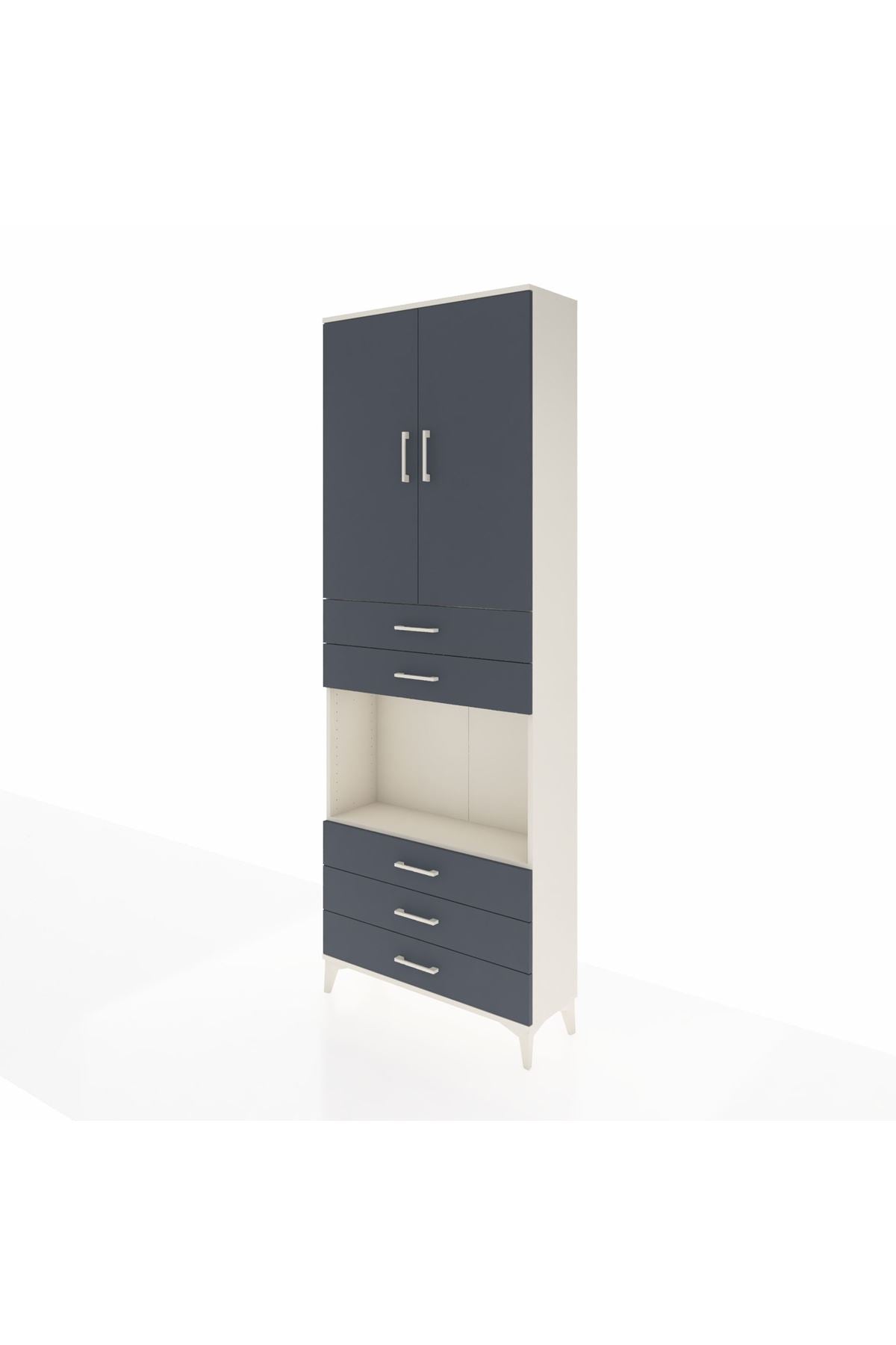 Arges Dolap 4 Raflı 5 Çekmeceli 2 Kapaklı 88x30x243 Aytaşı-Antrasit