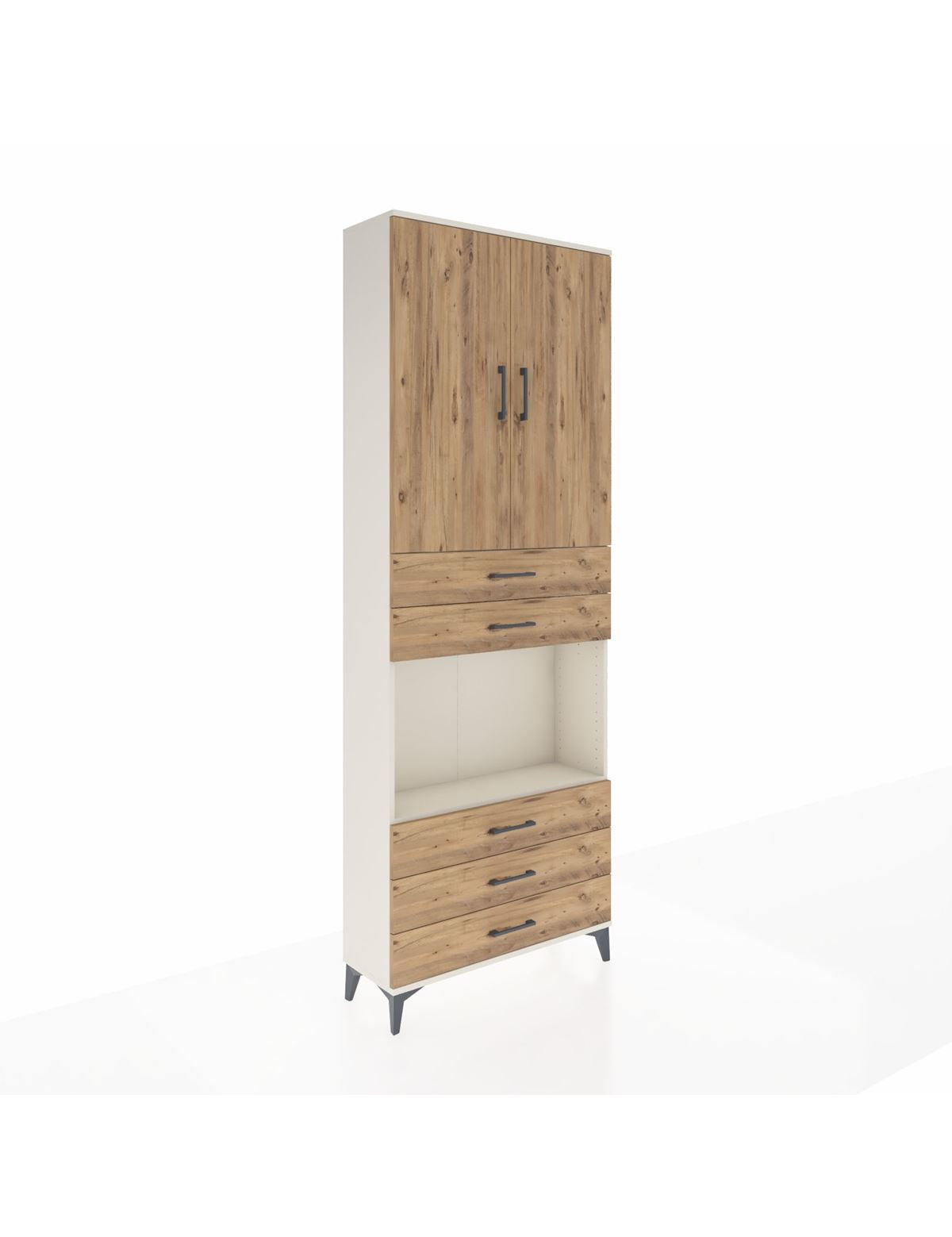 Arges Dolap 4 Raflı 5 Çekmeceli 2 Kapaklı 88x30x243 Aytaşı-Çam