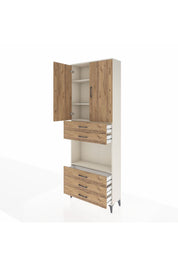 Arges Dolap 4 Raflı 5 Çekmeceli 2 Kapaklı 88x30x243 Aytaşı-Çam