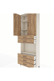 Arges Dolap 4 Raflı 5 Çekmeceli 2 Kapaklı 88x30x243 Aytaşı-Çam
