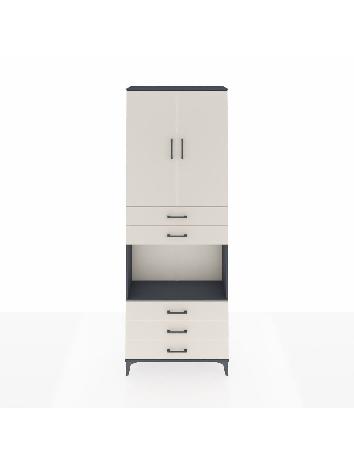 Arges Dolap 4 Raflı 5 Çekmeceli 2 Kapaklı 88x30x243 Antrasit-Aytaşı