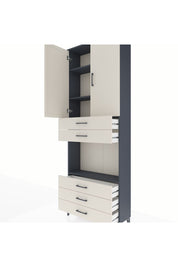 Arges Dolap 4 Raflı 5 Çekmeceli 2 Kapaklı 88x30x243 Antrasit-Aytaşı