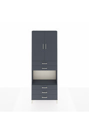 Arges Dolap 4 Raflı 5 Çekmeceli 2 Kapaklı 88x30x243 Antrasit-Antrasit