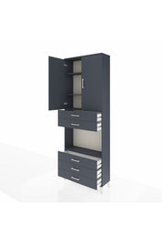 Arges Dolap 4 Raflı 5 Çekmeceli 2 Kapaklı 88x30x243 Antrasit-Antrasit