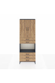 Arges Dolap 4 Raflı 5 Çekmeceli 2 Kapaklı 88x30x243 Antrasit-Çam