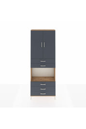 Arges Dolap 4 Raflı 5 Çekmeceli 2 Kapaklı 88x30x243 Çam-Antrasit