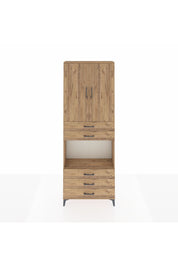 Arges Dolap 4 Raflı 5 Çekmeceli 2 Kapaklı 88x30x243 Çam-Çam