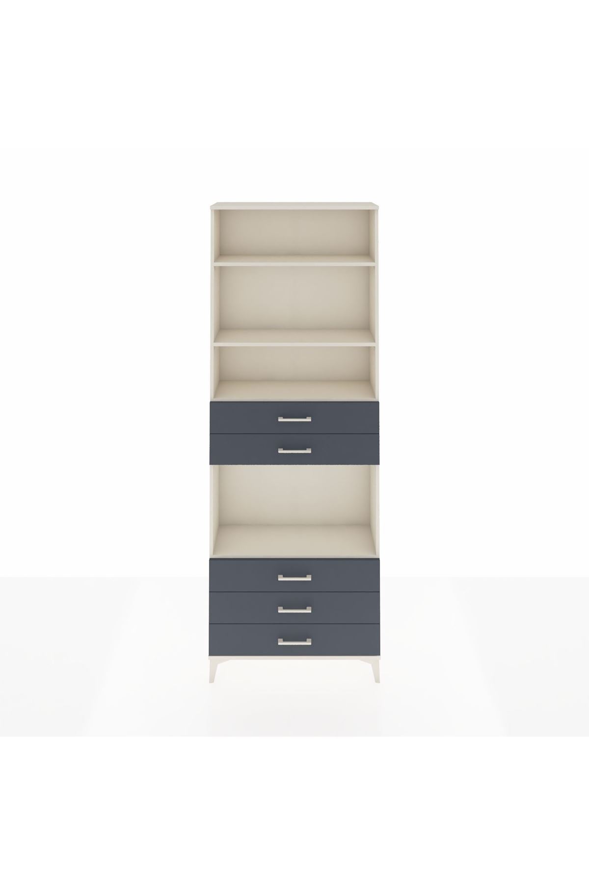 Arges Dolap 4 Raflı 5 Çekmeceli 88x30x243 Aytaşı-Antrasit