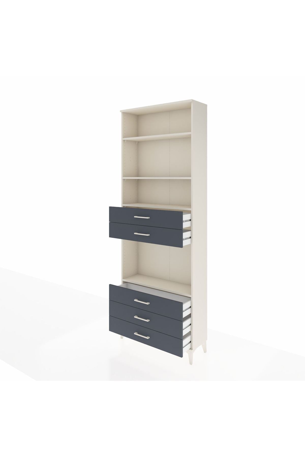 Arges Dolap 4 Raflı 5 Çekmeceli 88x30x243 Aytaşı-Antrasit