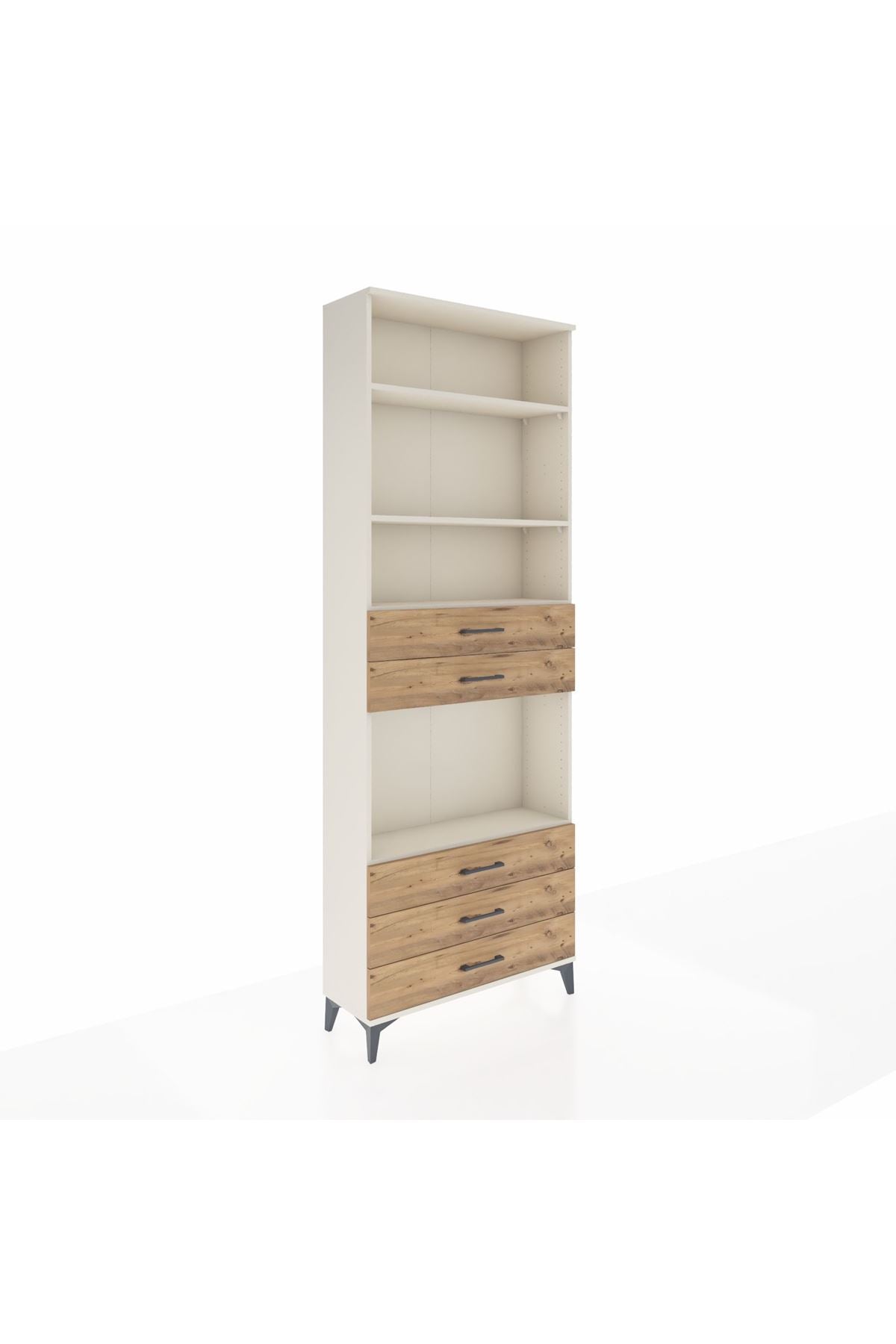 Arges Dolap 4 Raflı 5 Çekmeceli 88x30x243 Aytaşı-Çam