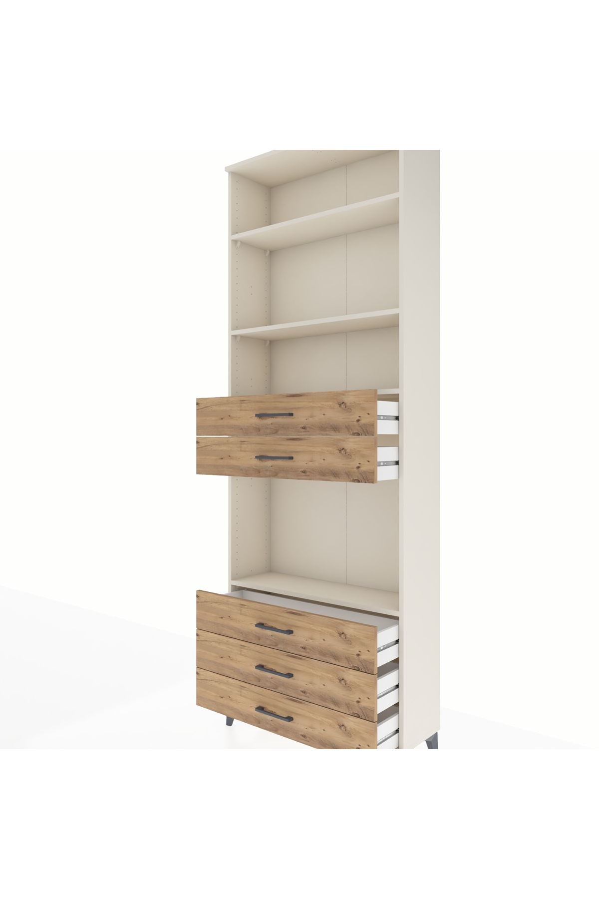 Arges Dolap 4 Raflı 5 Çekmeceli 88x30x243 Aytaşı-Çam