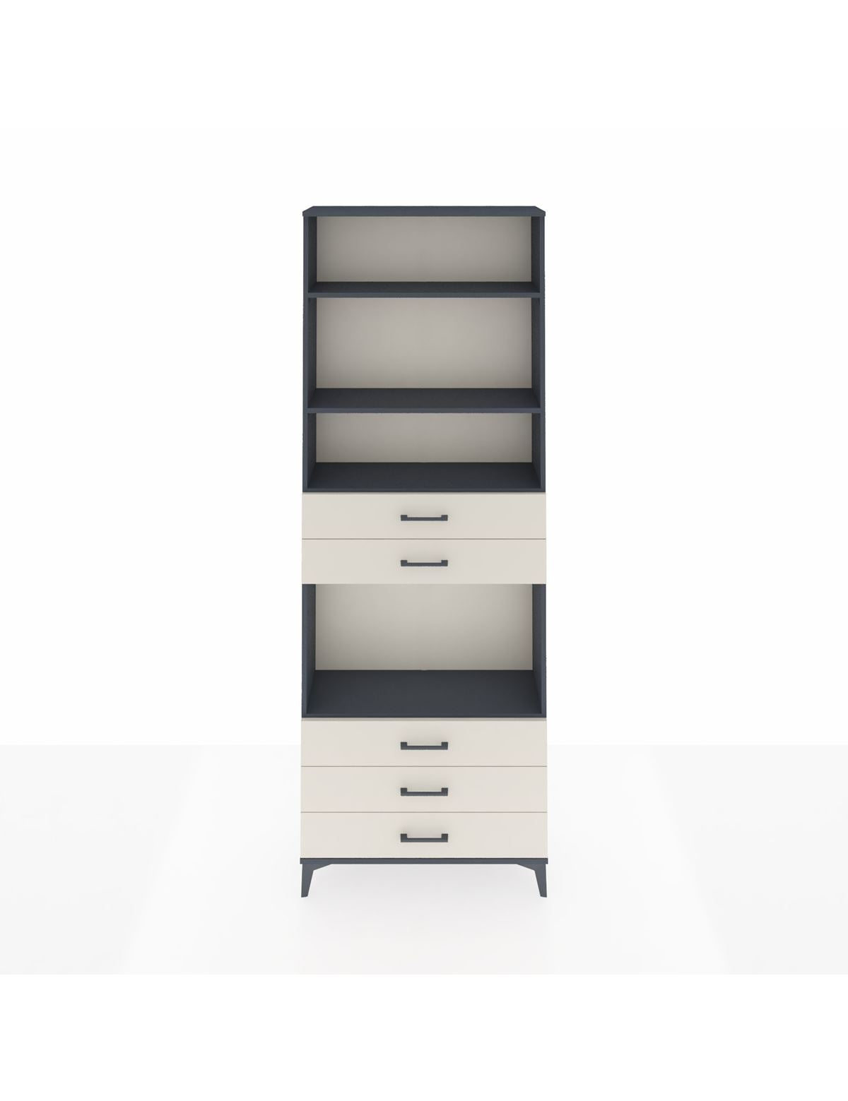 Arges Dolap 4 Raflı 5 Çekmeceli 88x30x243 Antrasit-Aytaşı