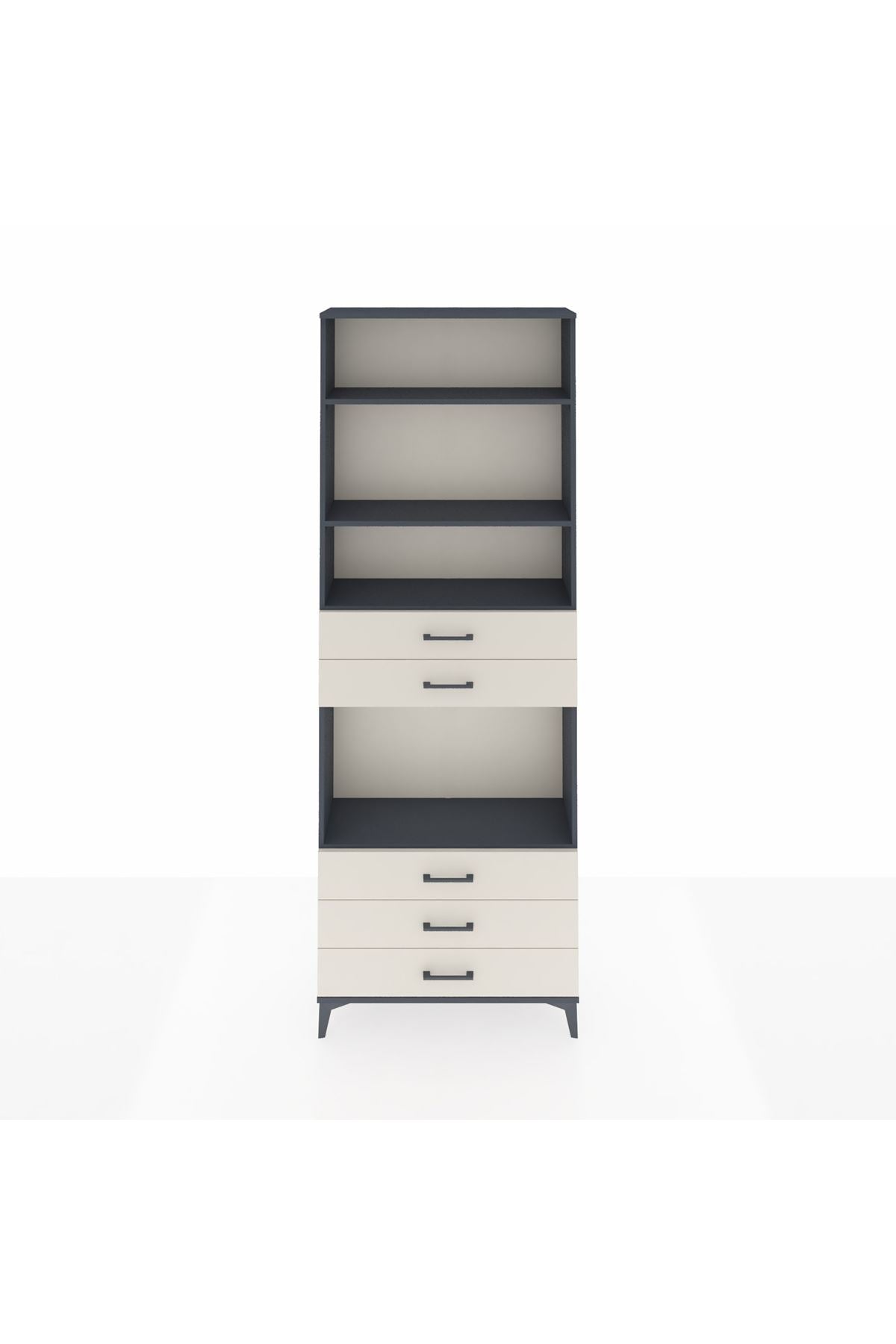 Arges Dolap 4 Raflı 5 Çekmeceli 88x30x243 Antrasit-Aytaşı