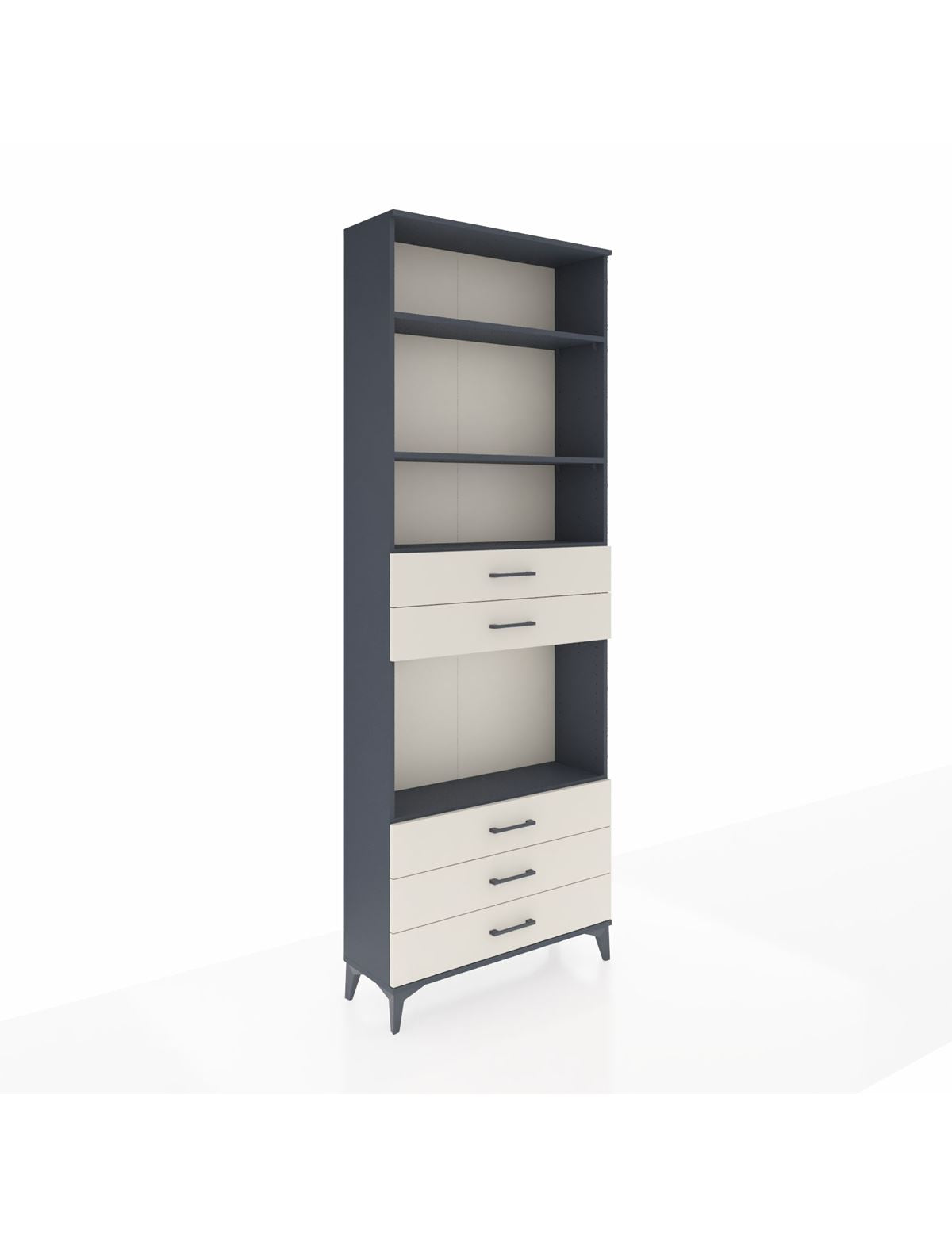 Arges Dolap 4 Raflı 5 Çekmeceli 88x30x243 Antrasit-Aytaşı