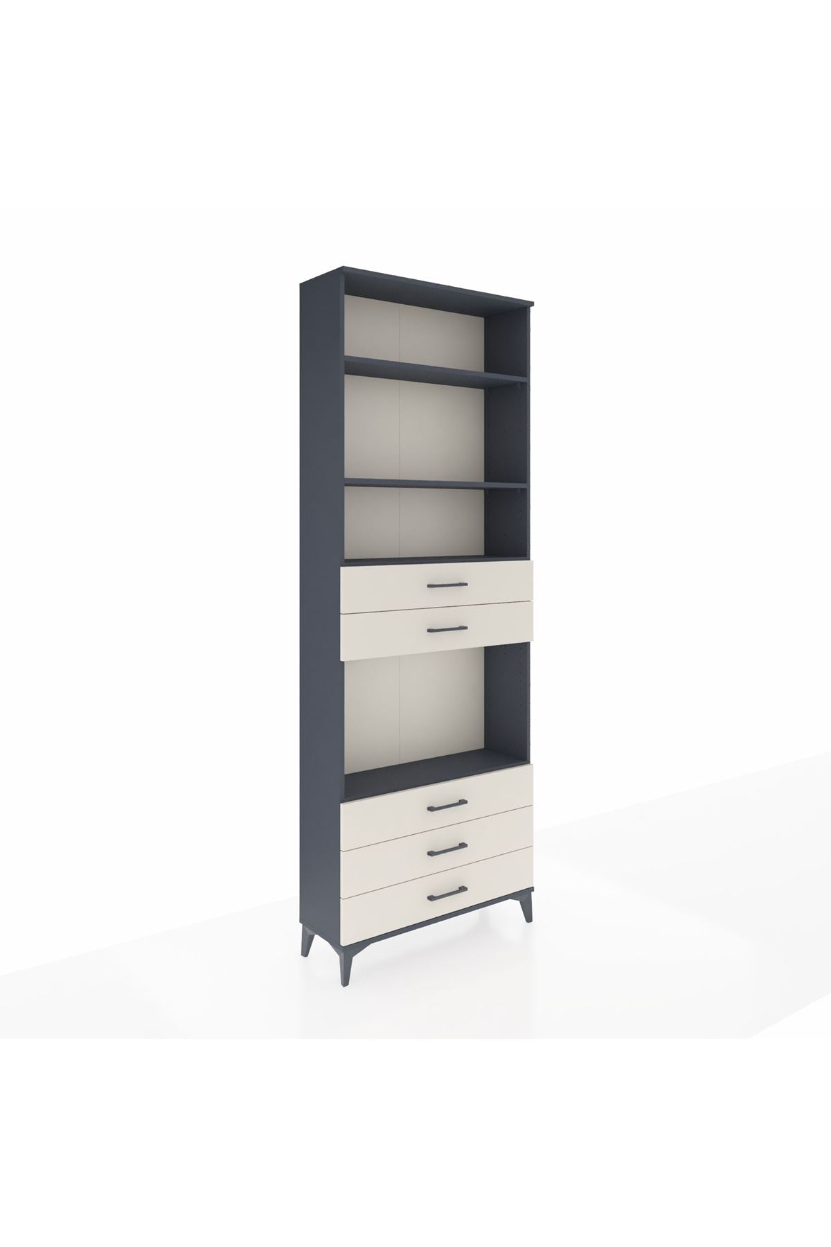 Arges Dolap 4 Raflı 5 Çekmeceli 88x30x243 Antrasit-Aytaşı