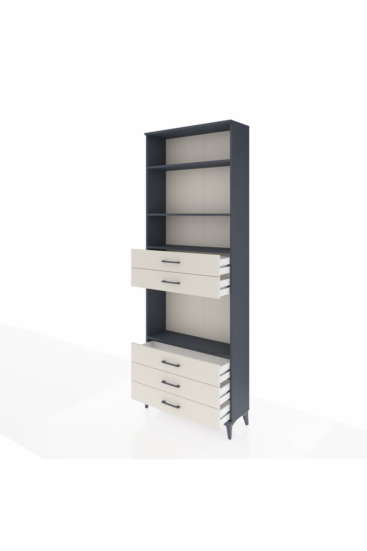 Arges Dolap 4 Raflı 5 Çekmeceli 88x30x243 Antrasit-Aytaşı