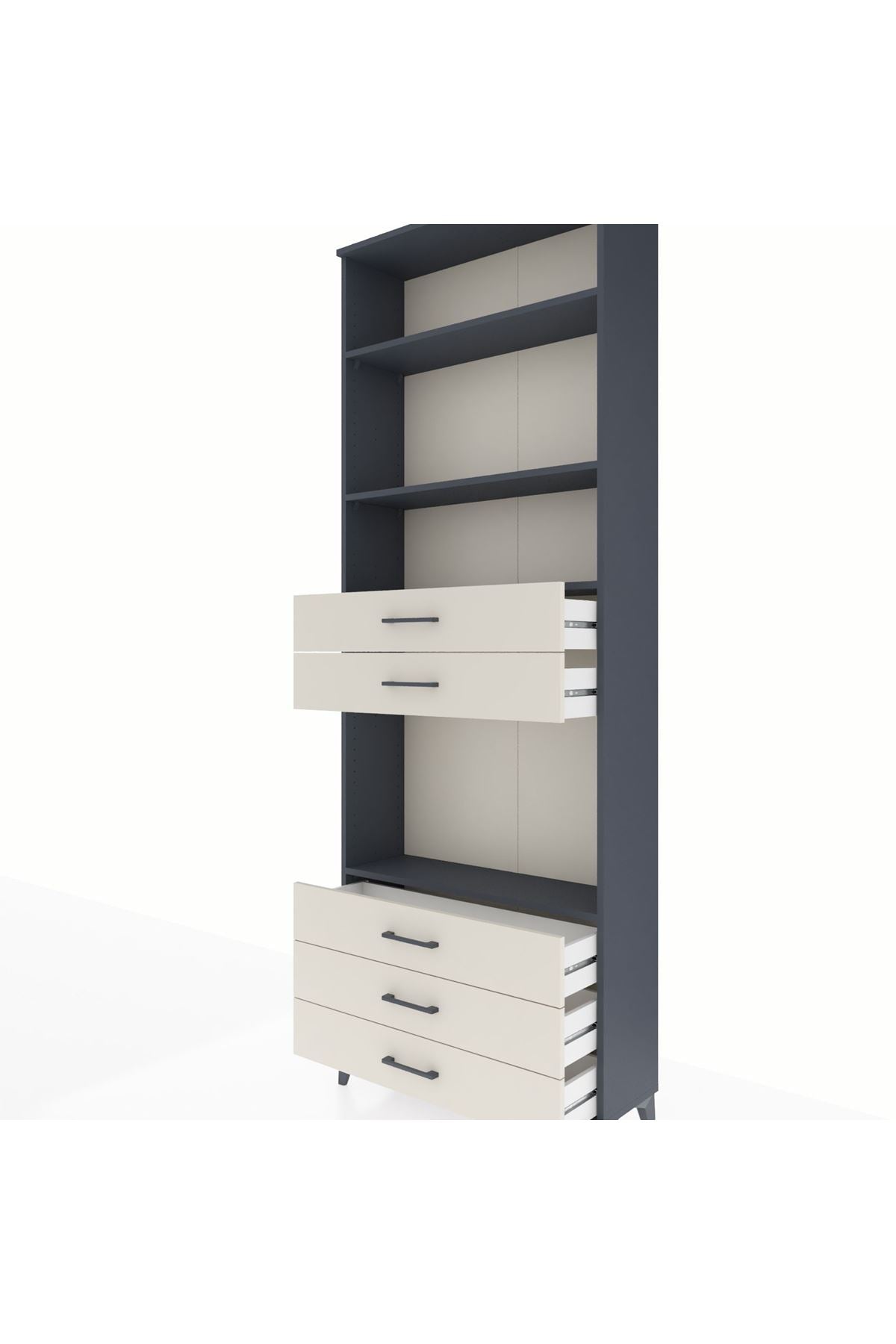 Arges Dolap 4 Raflı 5 Çekmeceli 88x30x243 Antrasit-Aytaşı