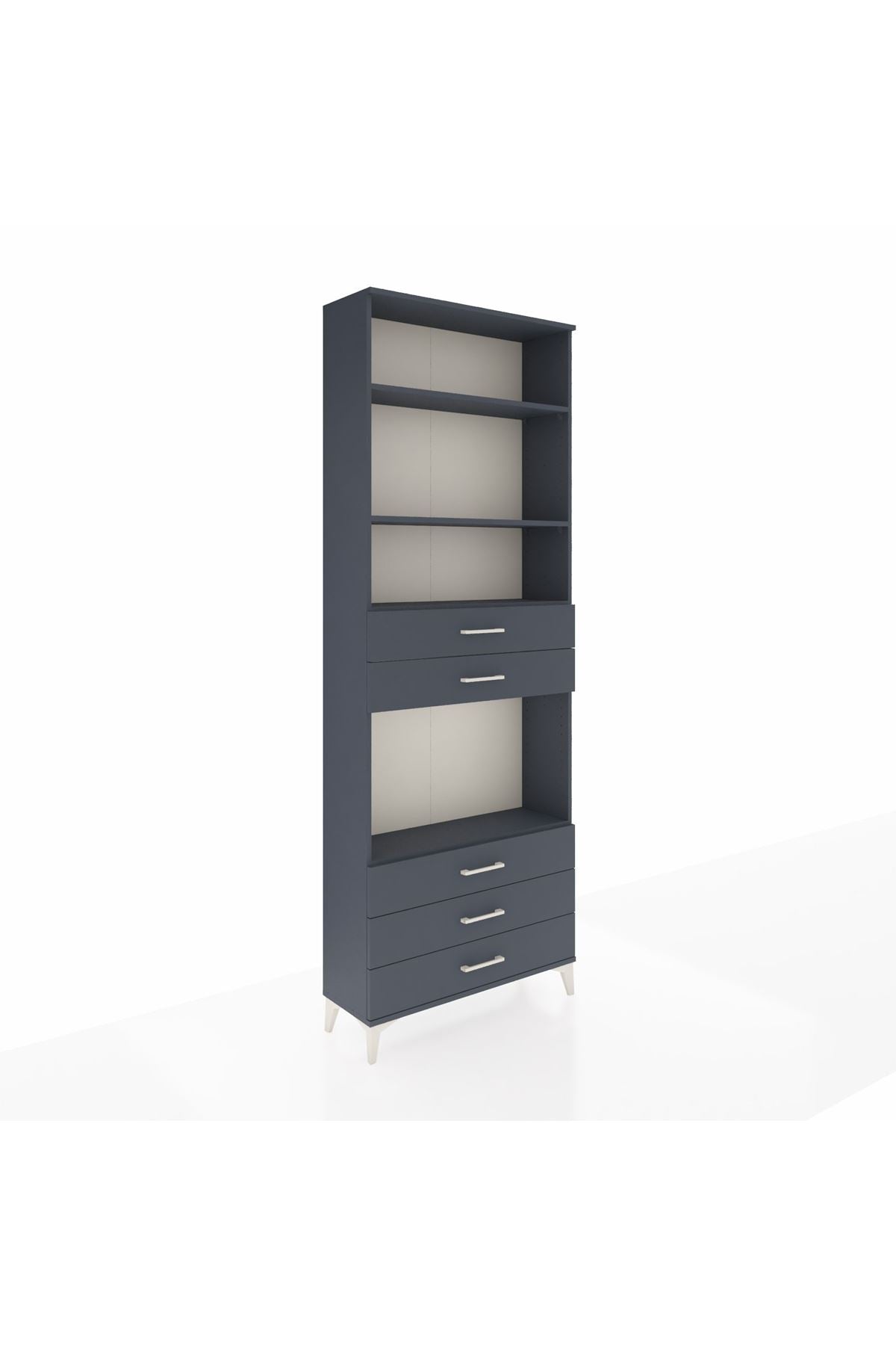 Arges Dolap 4 Raflı 5 Çekmeceli 88x30x243 Antrasit-Antrasit