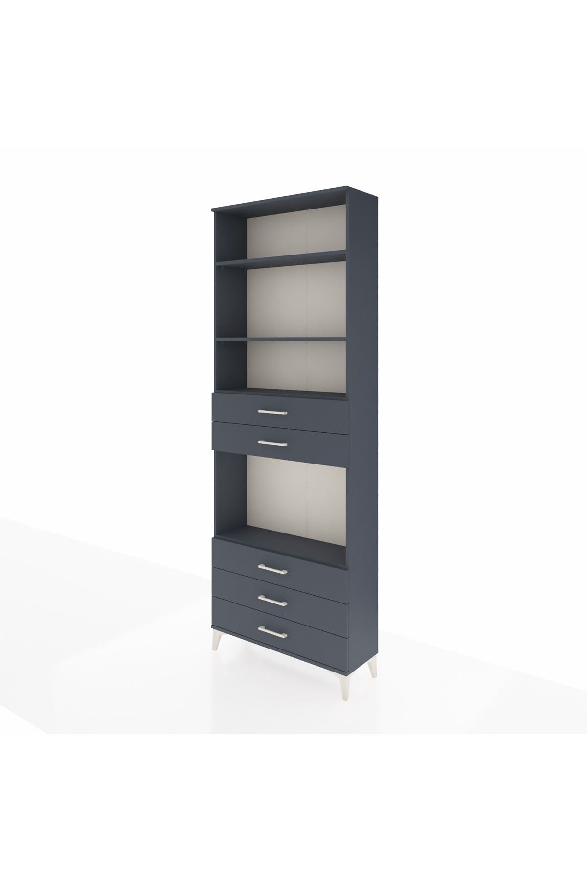 Arges Dolap 4 Raflı 5 Çekmeceli 88x30x243 Antrasit-Antrasit