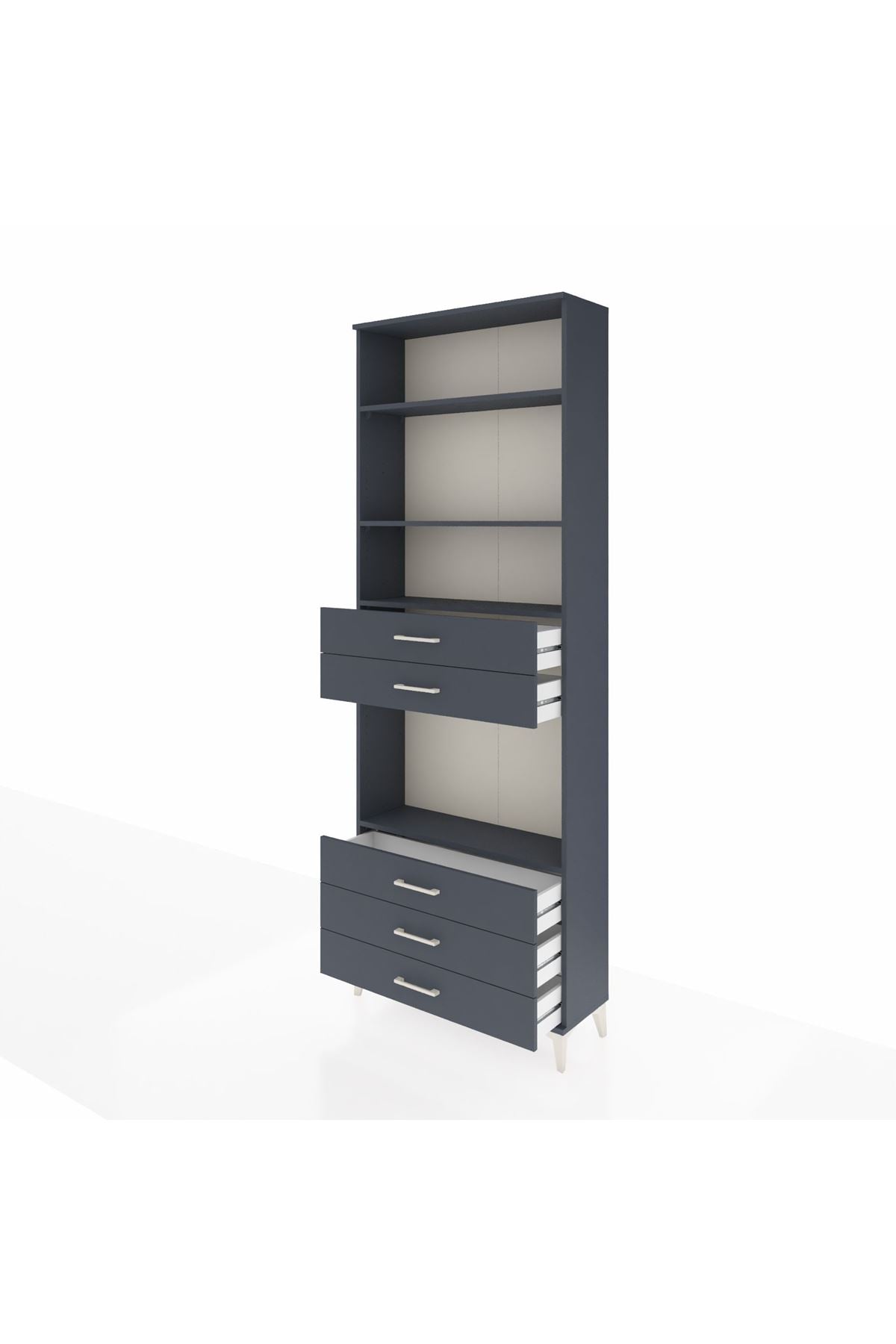 Arges Dolap 4 Raflı 5 Çekmeceli 88x30x243 Antrasit-Antrasit