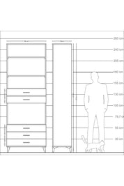 Arges Dolap 4 Raflı 5 Çekmeceli 88x30x243 Antrasit-Antrasit