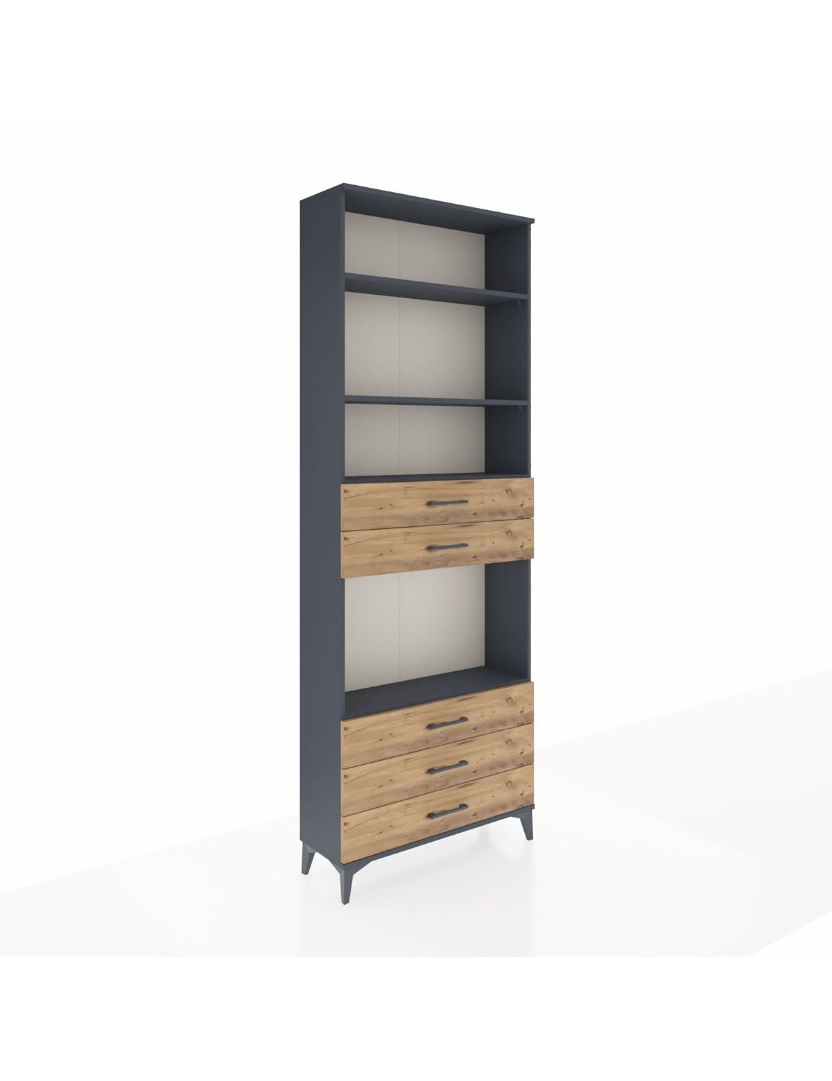 Arges Dolap 4 Raflı 5 Çekmeceli 88x30x243 Antrasit-Çam