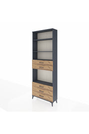 Arges Dolap 4 Raflı 5 Çekmeceli 88x30x243 Antrasit-Çam