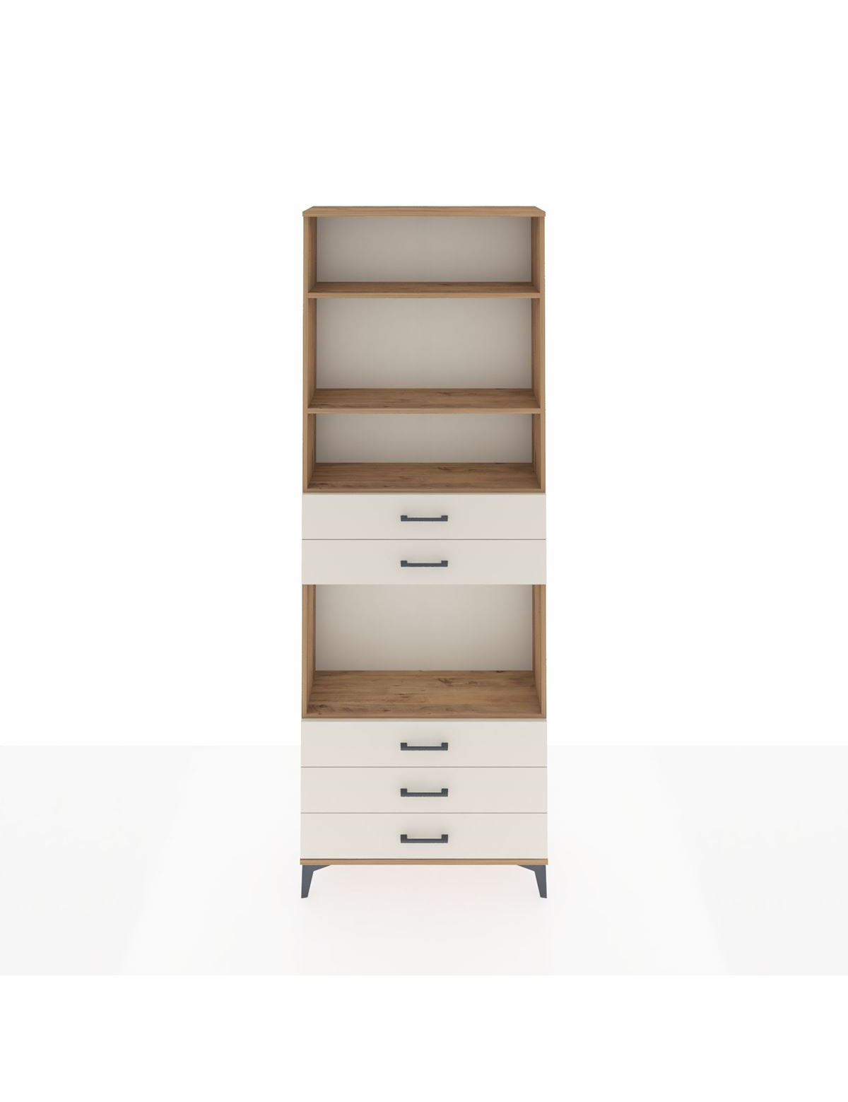 Arges Dolap 4 Raflı 5 Çekmeceli 88x30x243 Çam-Aytaşı