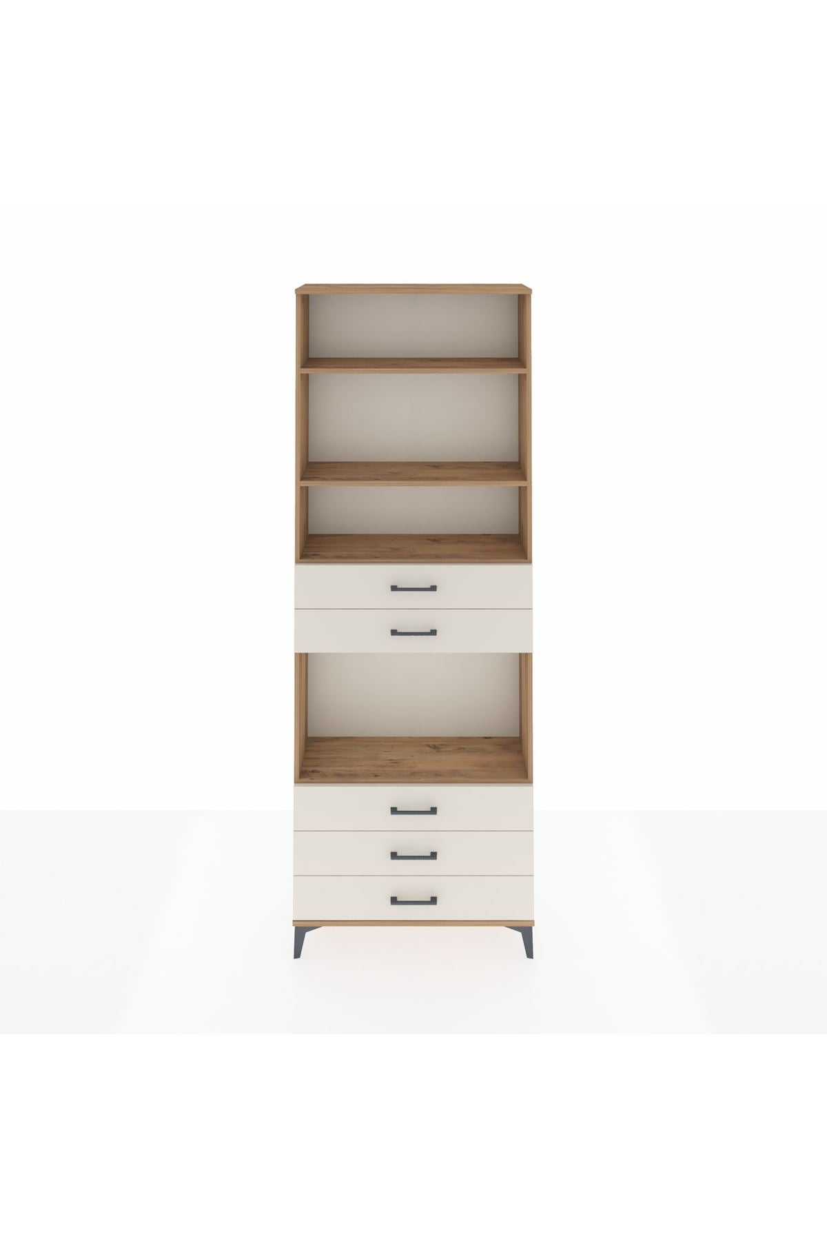 Arges Dolap 4 Raflı 5 Çekmeceli 88x30x243 Çam-Aytaşı