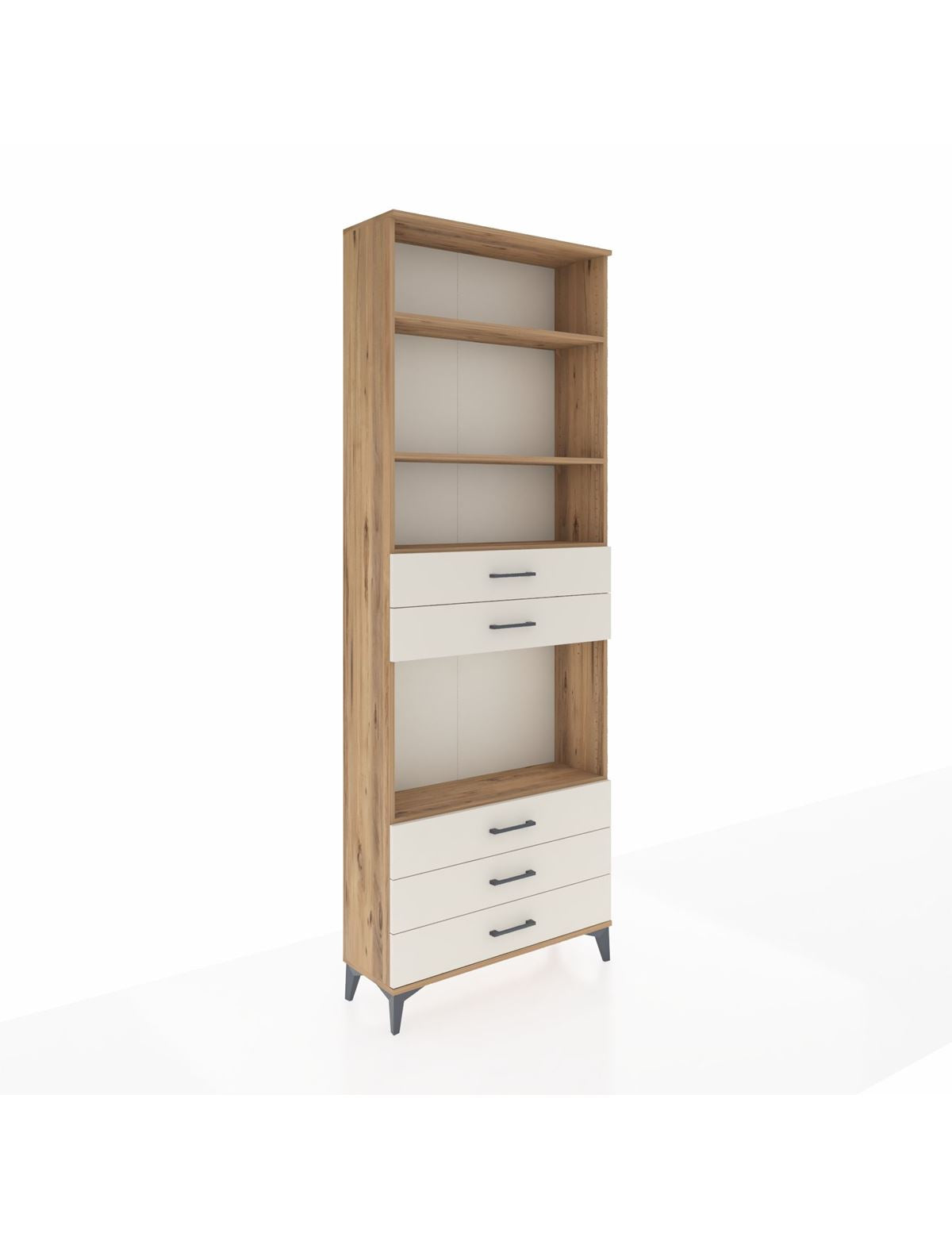 Arges Dolap 4 Raflı 5 Çekmeceli 88x30x243 Çam-Aytaşı