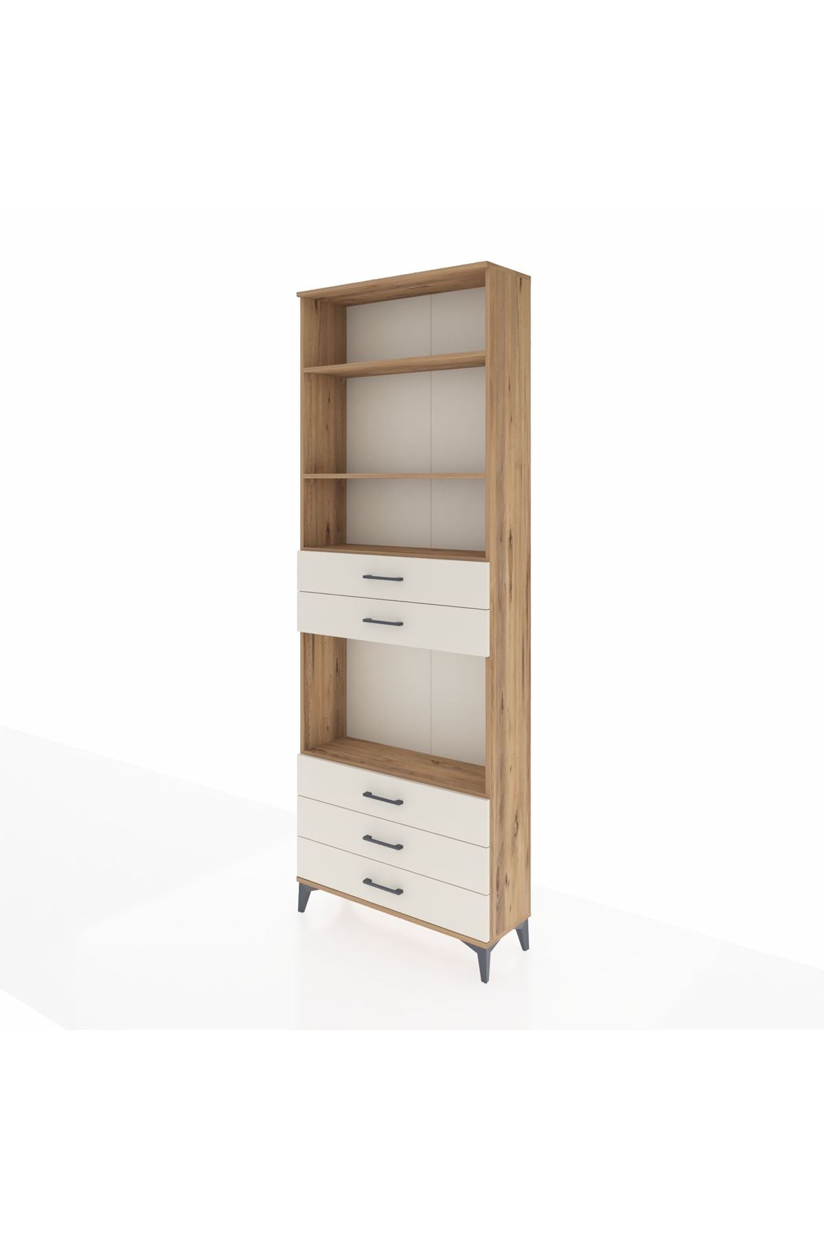 Arges Dolap 4 Raflı 5 Çekmeceli 88x30x243 Çam-Aytaşı