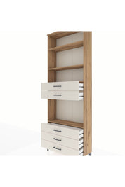 Arges Dolap 4 Raflı 5 Çekmeceli 88x30x243 Çam-Aytaşı