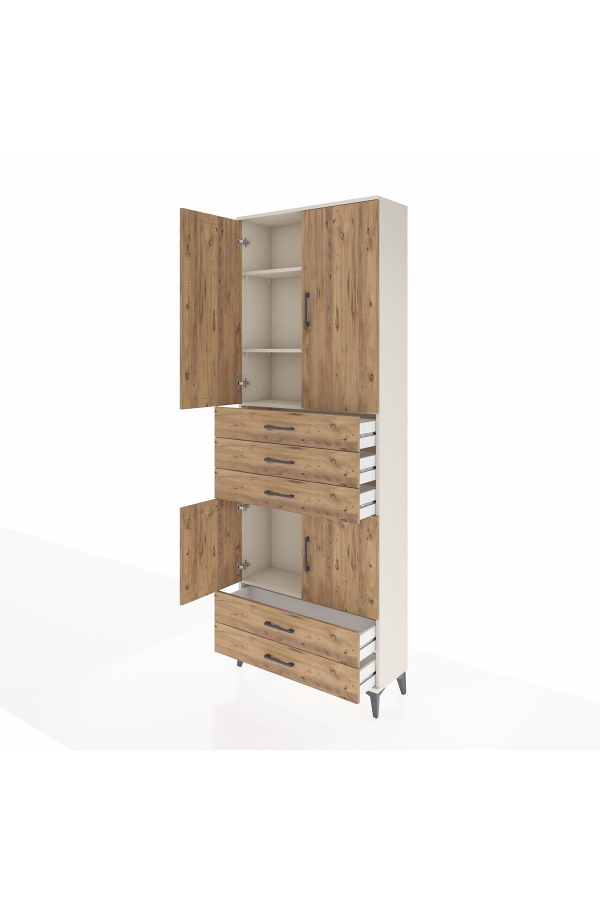 Arges Dolap 4 Raflı 5 Çekmeceli 4 Kapaklı 88x30x243 Aytaşı-Çam