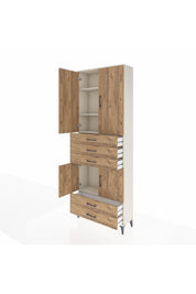 Arges Dolap 4 Raflı 5 Çekmeceli 4 Kapaklı 88x30x243 Aytaşı-Çam