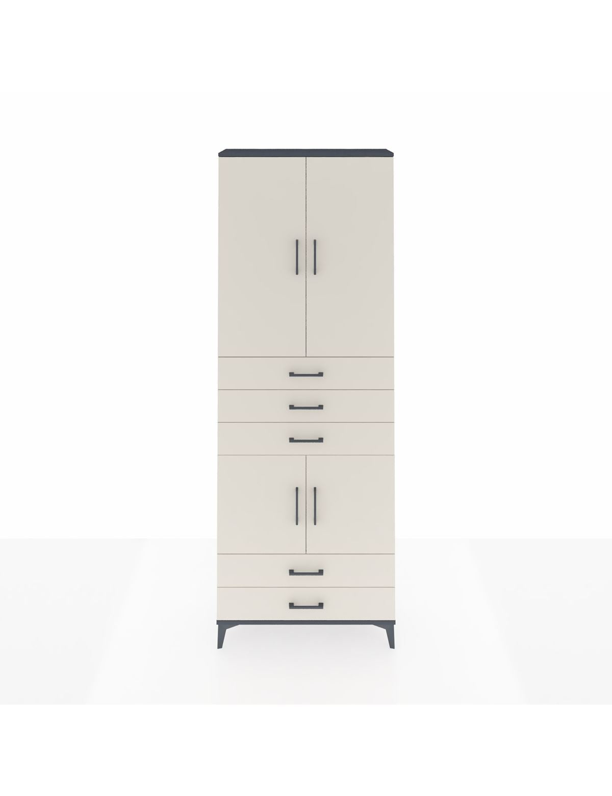 Arges Dolap 4 Raflı 5 Çekmeceli 4 Kapaklı 88x30x243 Antrasit-Aytaşı