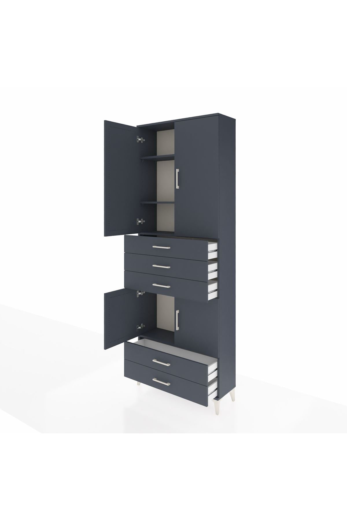 Arges Dolap 4 Raflı 5 Çekmeceli 4 Kapaklı 88x30x243 Antrasit-Antrasit