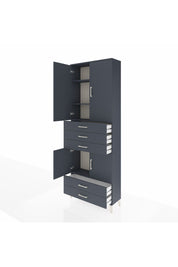 Arges Dolap 4 Raflı 5 Çekmeceli 4 Kapaklı 88x30x243 Antrasit-Antrasit