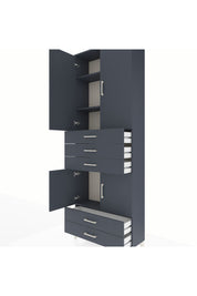 Arges Dolap 4 Raflı 5 Çekmeceli 4 Kapaklı 88x30x243 Antrasit-Antrasit