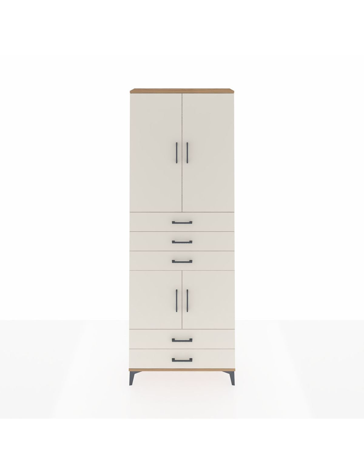 Arges Dolap 4 Raflı 5 Çekmeceli 4 Kapaklı 88x30x243 Çam-Aytaşı