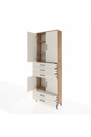 Arges Dolap 4 Raflı 5 Çekmeceli 4 Kapaklı 88x30x243 Çam-Aytaşı