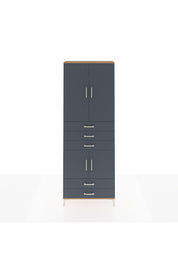 Arges Dolap 4 Raflı 5 Çekmeceli 4 Kapaklı 88x30x243 Çam-Antrasit