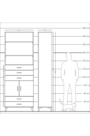 Arges Dolap 4 Raflı 5 Çekmeceli 2 Kapaklı 88x30x243 - S33M238V1A