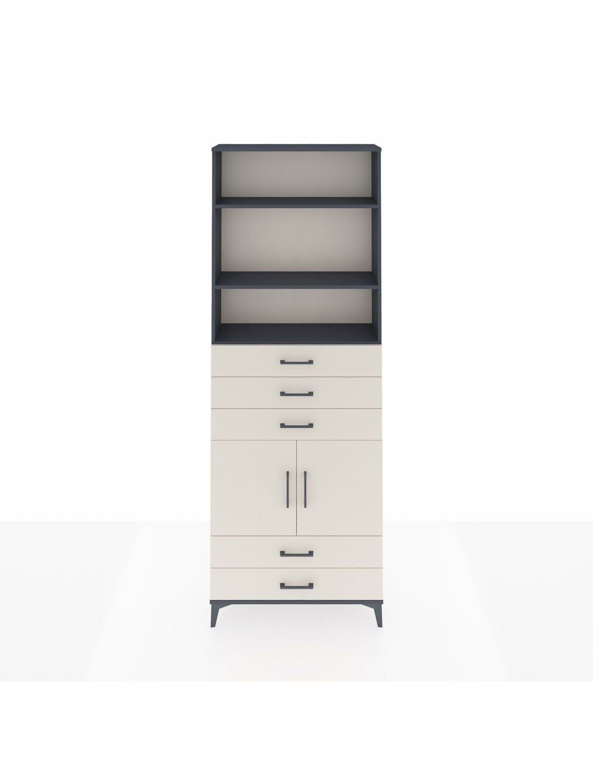 Arges Dolap 4 Raflı 5 Çekmeceli 2 Kapaklı 88x30x243 Antrasit-Aytaşı