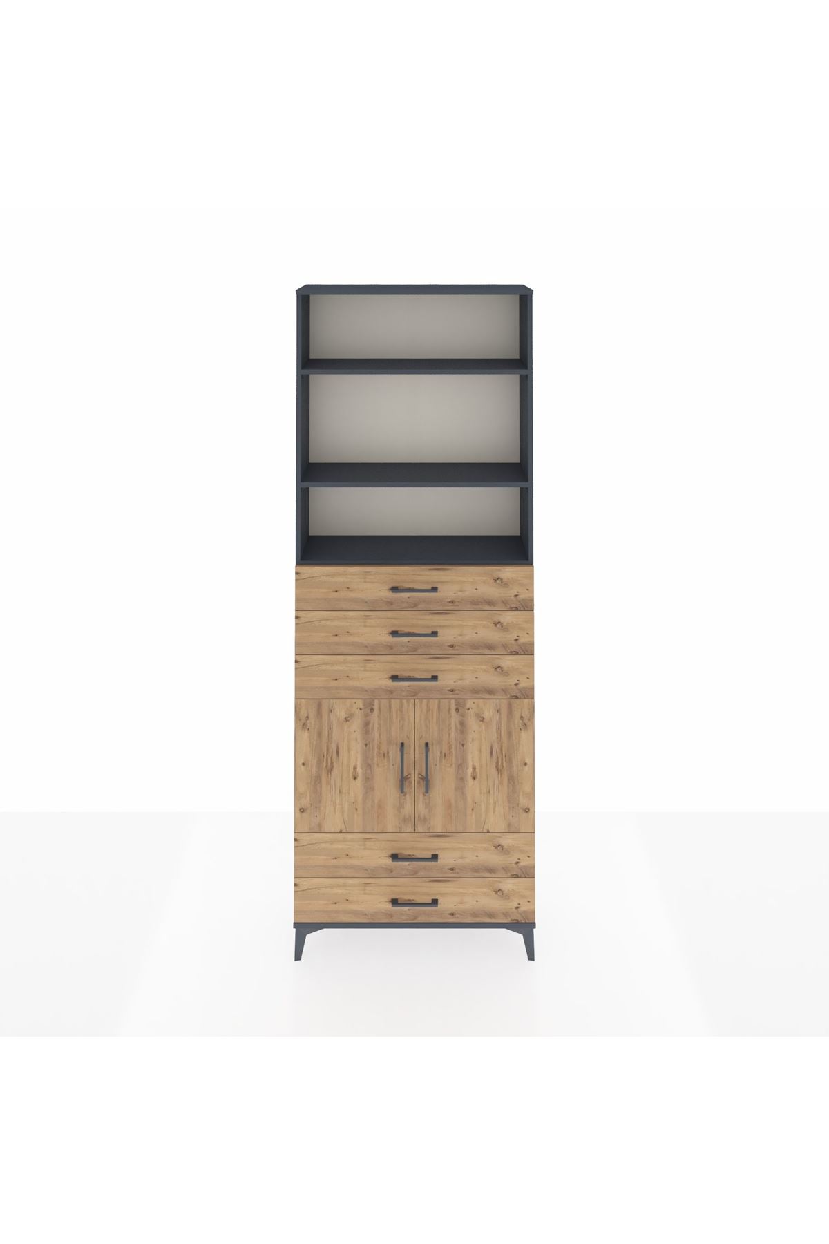 Arges Dolap 4 Raflı 5 Çekmeceli 2 Kapaklı 88x30x243 - S33M238V6A